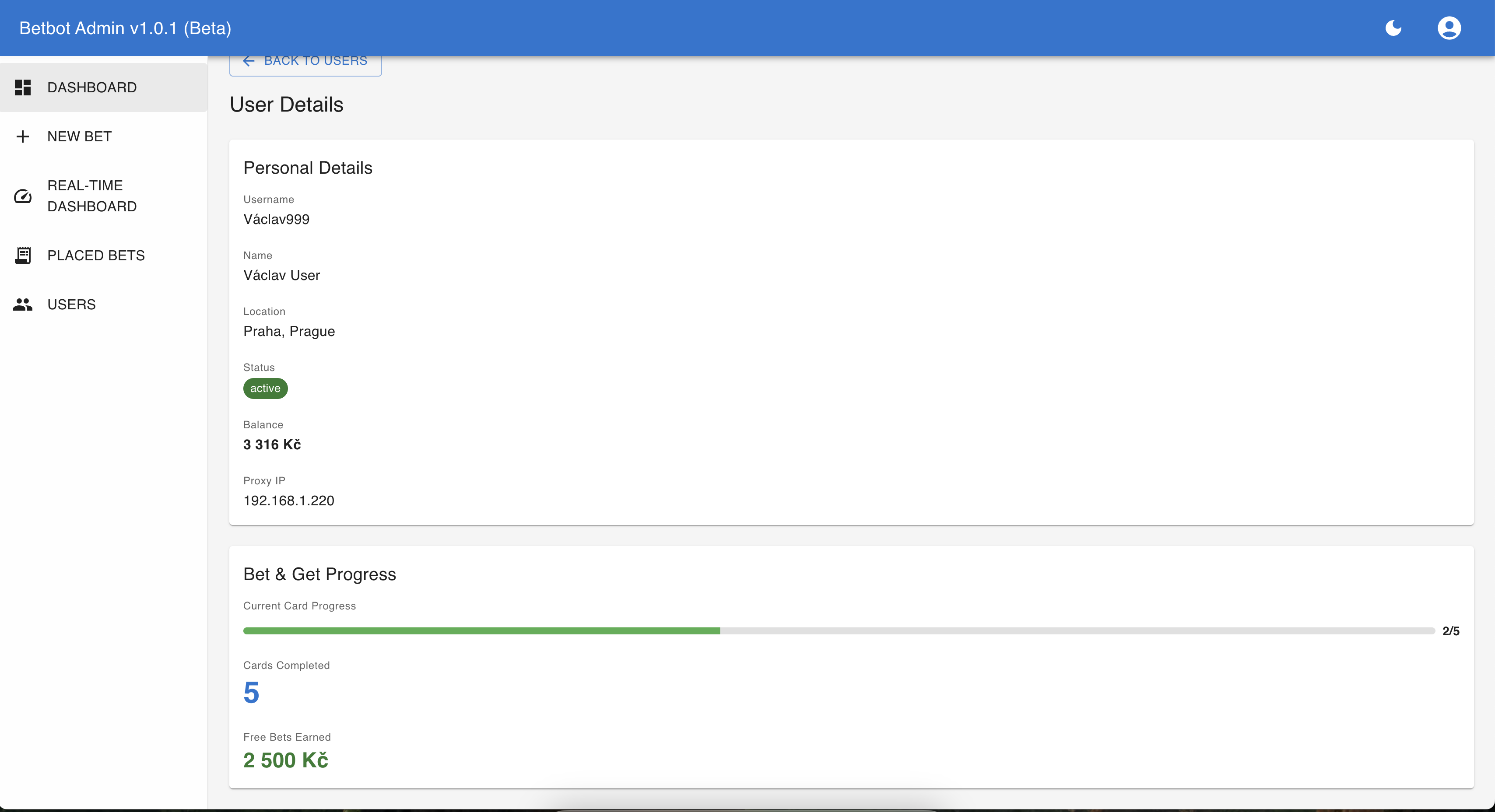 User Details View